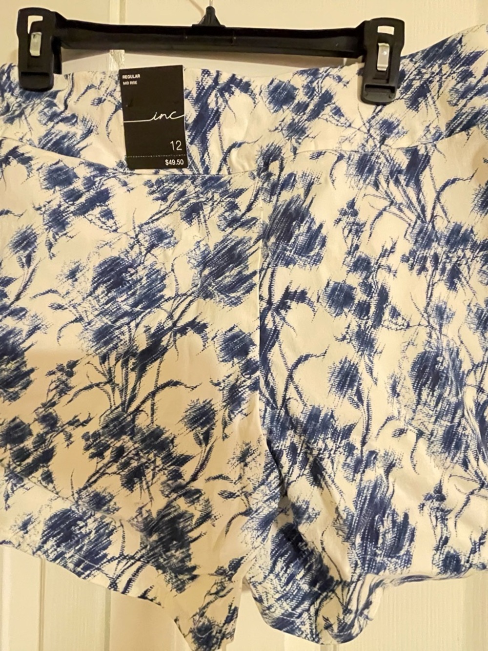 INC Blue & White High Waist Women's Shorts with pockets NWT - Picture 2 of 5